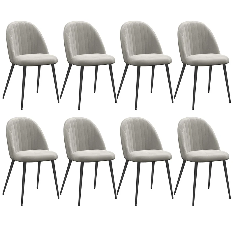 Conjunto de 8 Cadeiras de Sala de Jantar Modernas Cadeiras Estofadas em Veludo com Encosto Alto 50x52x83 cm Cinza