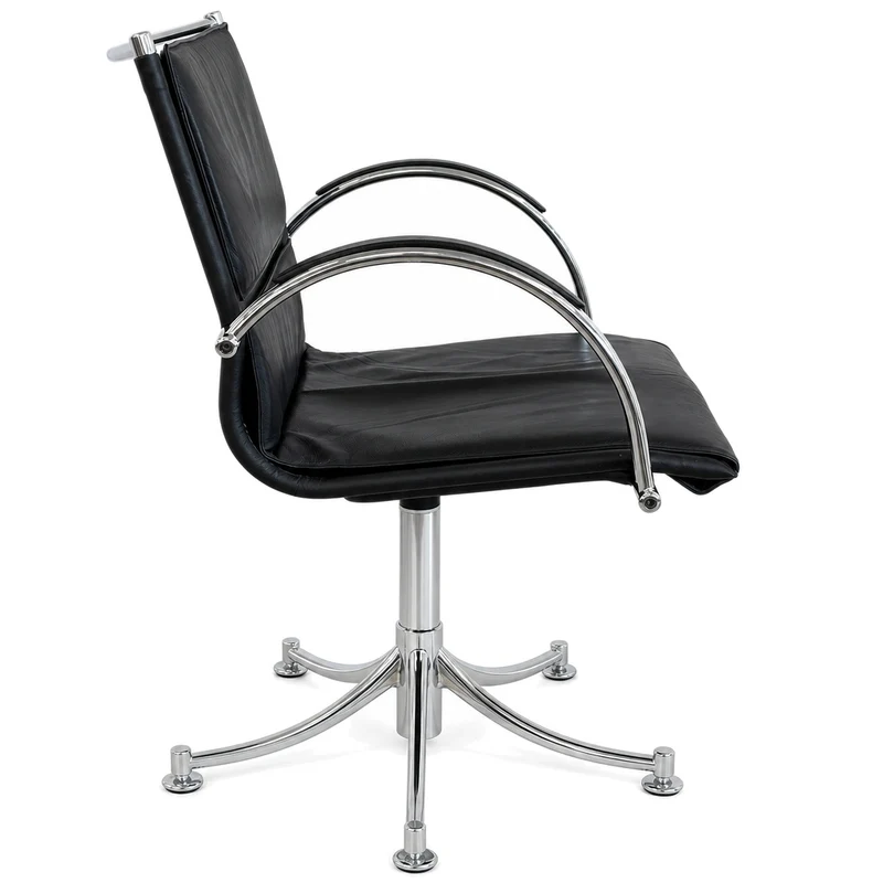 Besprechungsstuhl drehbar schwarz Chrom