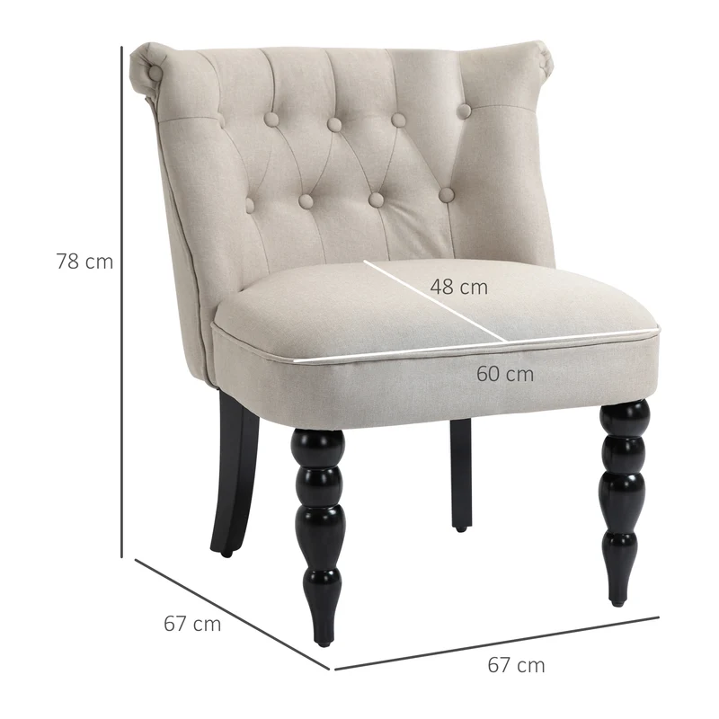 Poltrona Sala de Estar Poltrona Lounge Vintage Poltrona Relax com Pés de Madeira Poltrona de Leitura com Aparência de Linho, Poltrona Estofada para Quarto Bege