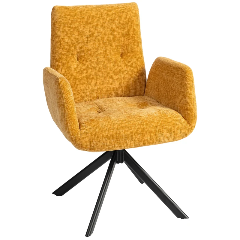 Poltrona Estofada, Poltrona de Destaque, Design Moderno, Giratória, até 120 kg, Amarelo
