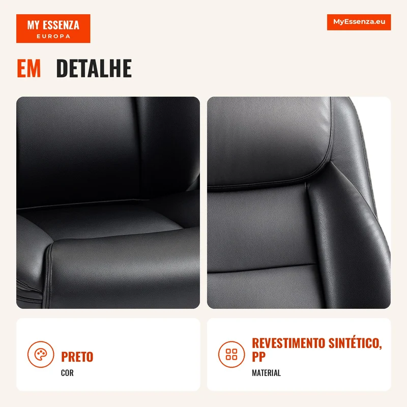 Cadeira de Escritório com Apoios de Braço Rebatíveis Cadeira Ergonômica Altura Ajustável Função de Balanço Preto