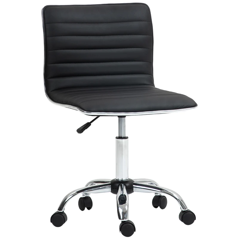 Cadeira de Escritório com Rodas Giratória Altura Ajustável Assento Estofado 48x52x78-90 cm Preto