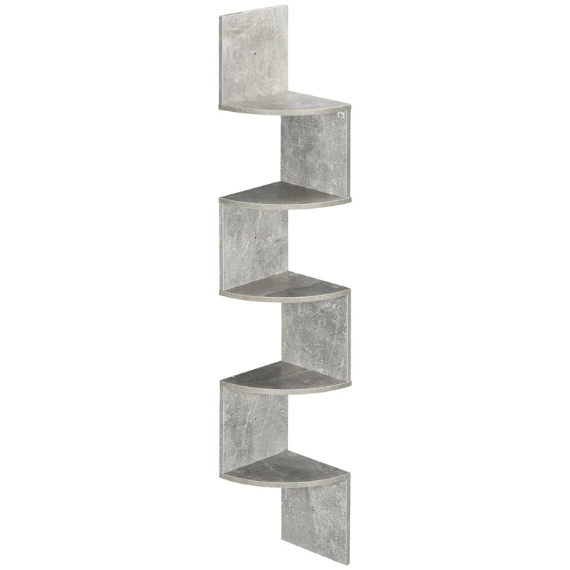 Estante de Canto para Parede Zigzag 20L x 20l x 126H cm 5 Níveis Madeira Cinza