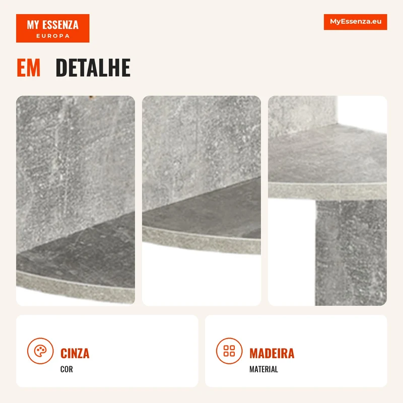 Estante de Canto para Parede Zigzag 20L x 20l x 126H cm 5 Níveis Madeira Cinza
