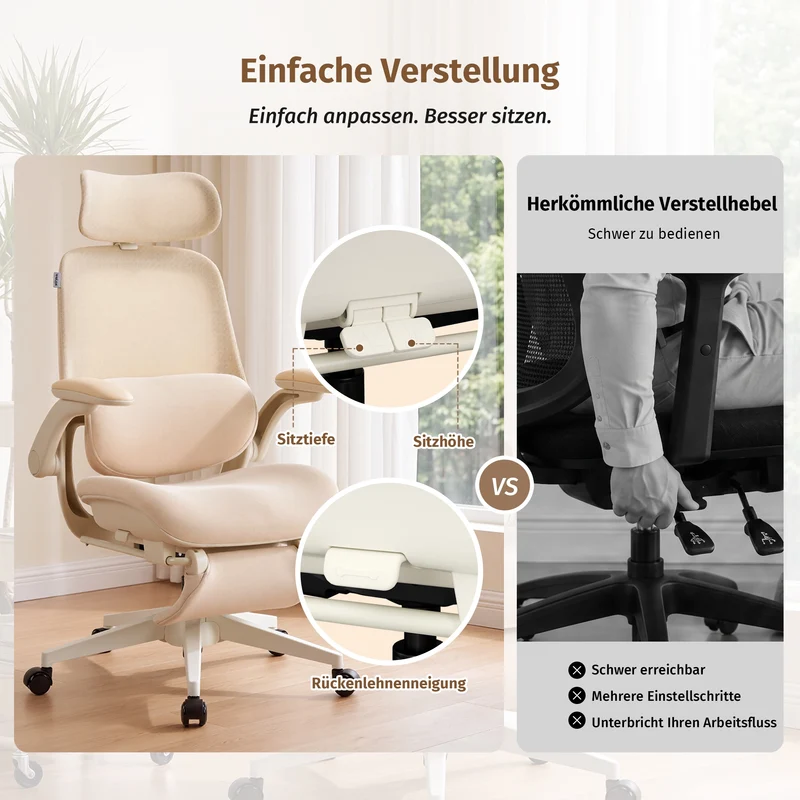 Welax S4 Pro – Ergonomischer Bürostuhl mit hochklappbaren Armlehnen
