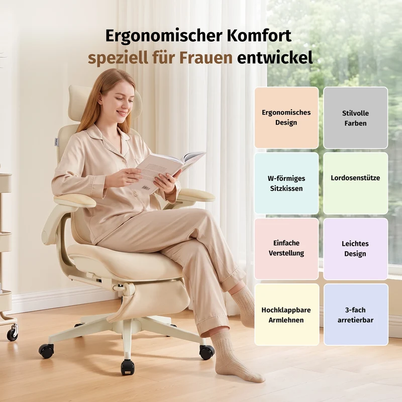 Welax S4 Pro – Ergonomischer Bürostuhl mit hochklappbaren Armlehnen