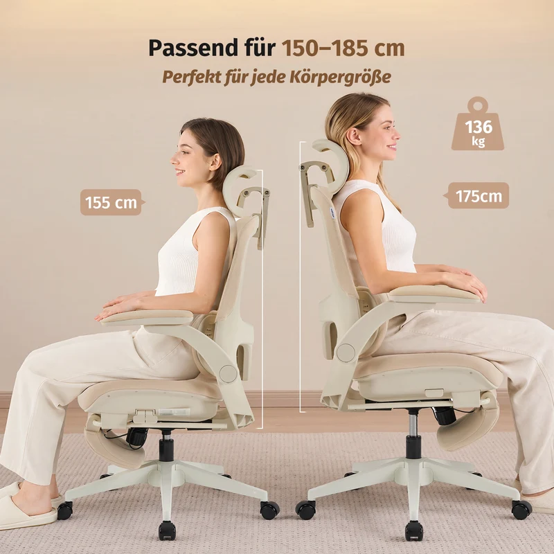 Welax S4 Pro – Ergonomischer Bürostuhl mit hochklappbaren Armlehnen