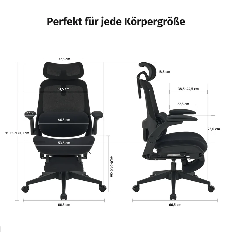 Welax S4 Pro – Ergonomischer Bürostuhl mit hochklappbaren Armlehnen