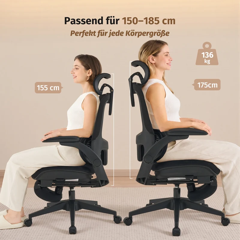 Welax S4 Pro – Ergonomischer Bürostuhl mit hochklappbaren Armlehnen