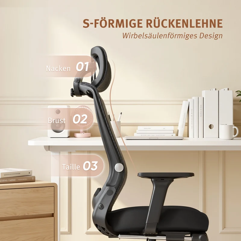 Welax S4 – Ergonomischer Bürostuhl mit klappbarer Rückenlehne