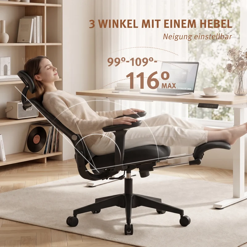 Welax S4 – Ergonomischer Bürostuhl mit klappbarer Rückenlehne