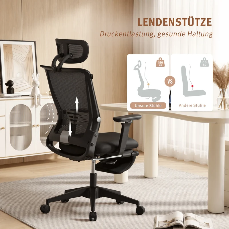 Welax S4 – Ergonomischer Bürostuhl mit klappbarer Rückenlehne