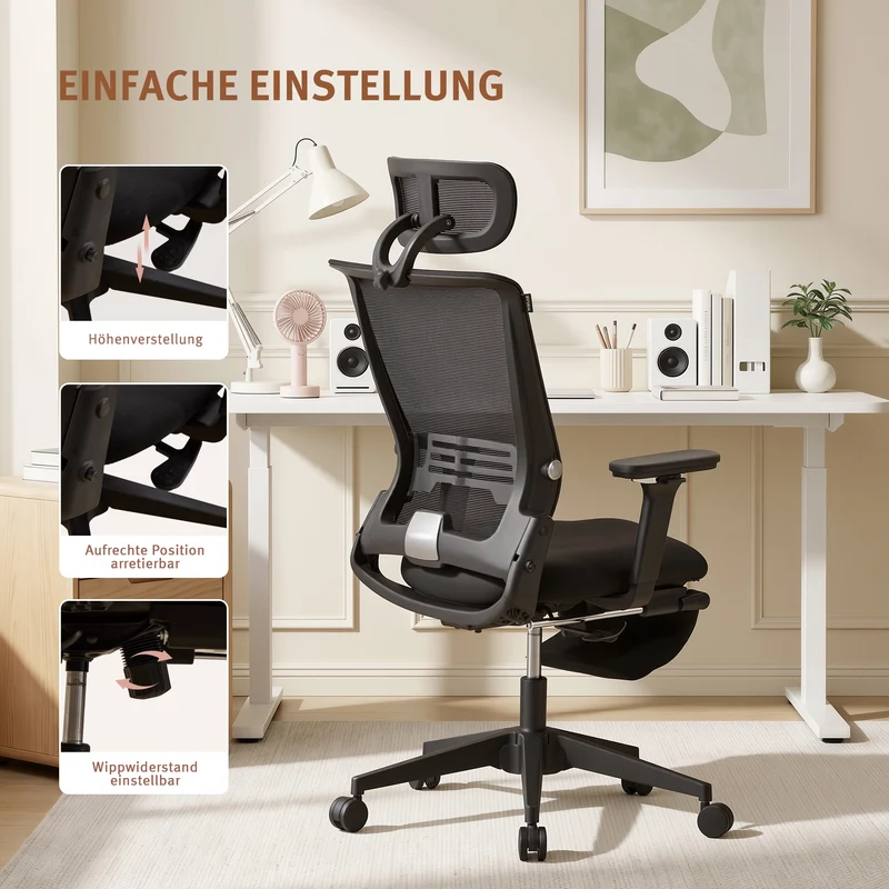 Welax S4 – Ergonomischer Bürostuhl mit klappbarer Rückenlehne