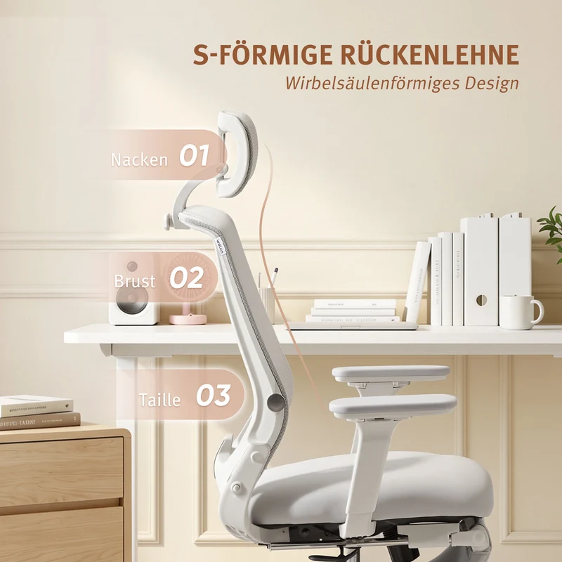 Welax S4 – Ergonomischer Bürostuhl mit klappbarer Rückenlehne