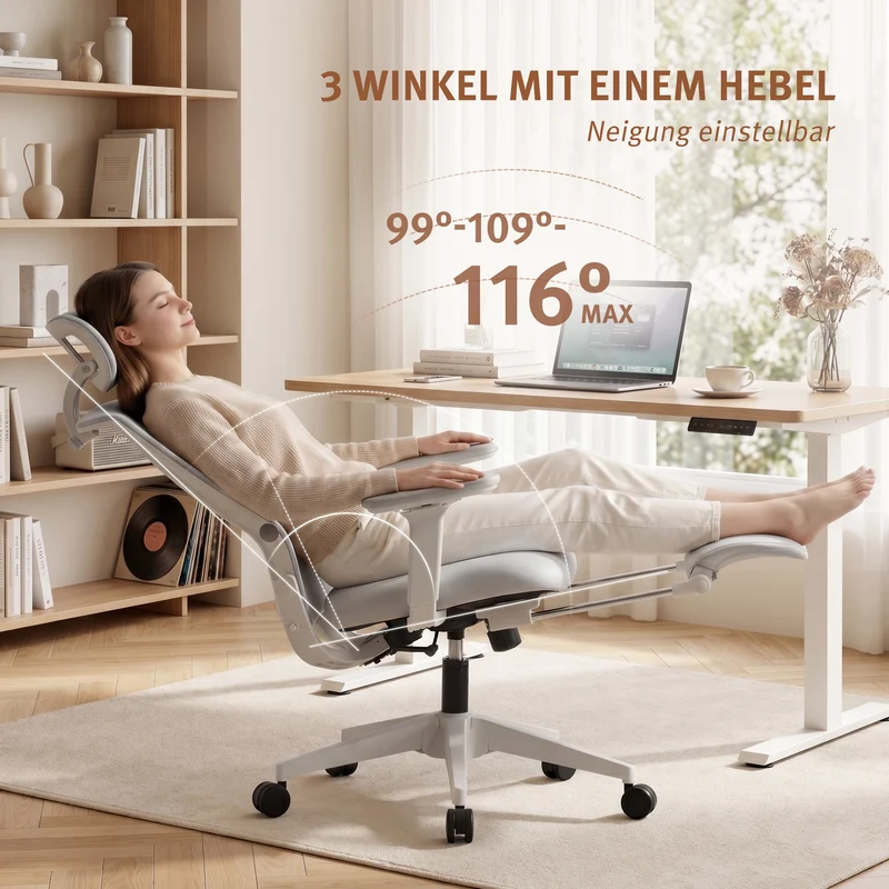 Welax S4 – Ergonomischer Bürostuhl mit klappbarer Rückenlehne