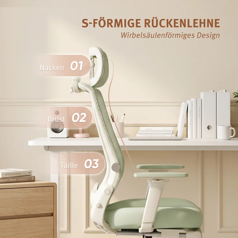 Welax S4 – Ergonomischer Bürostuhl mit klappbarer Rückenlehne