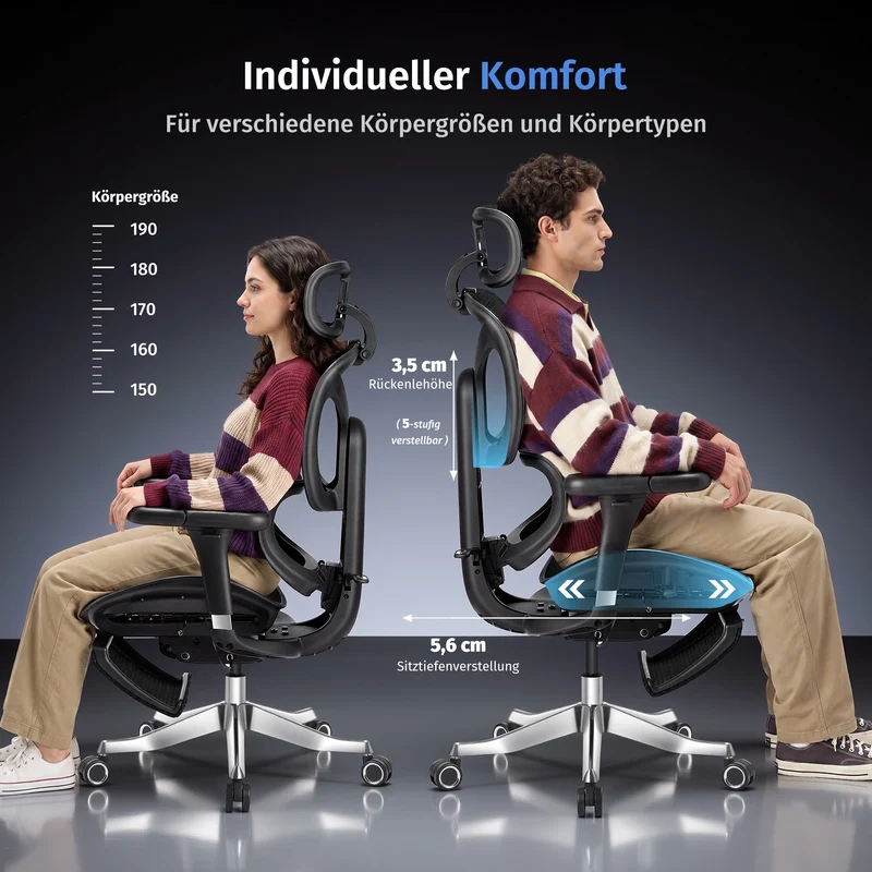 Welax S9 – Ergonomischer Bürostuhl mit One-Touch-Verstellung