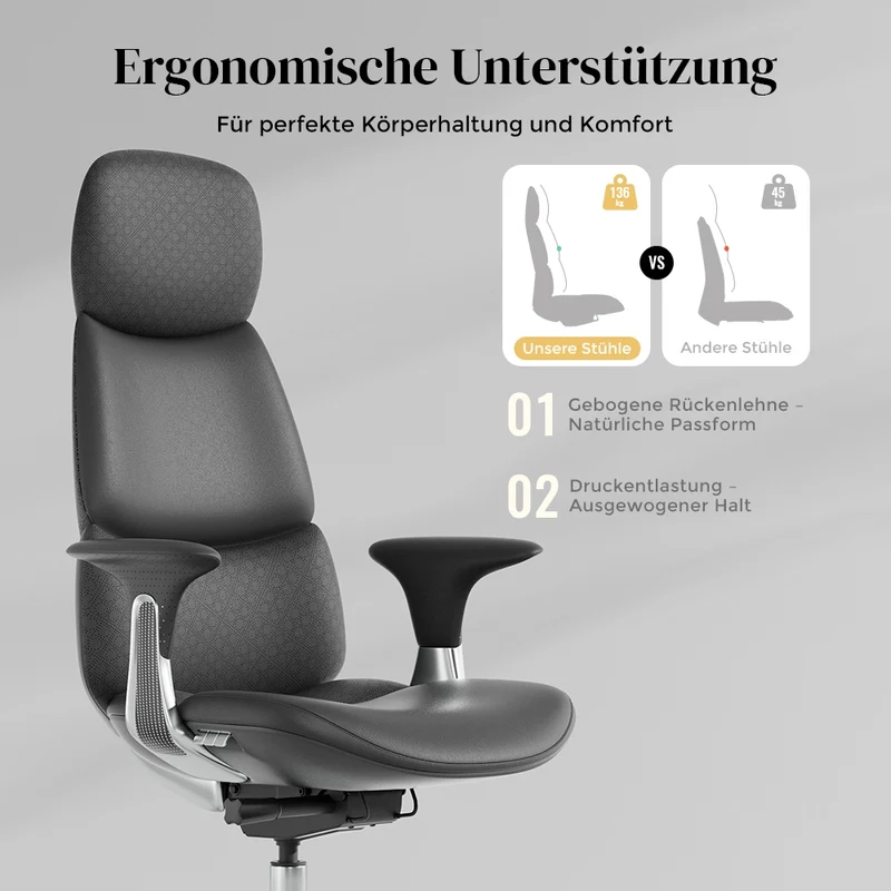 Omidi Nolan – Ergonomischer Lederstuhl im klassischen Design