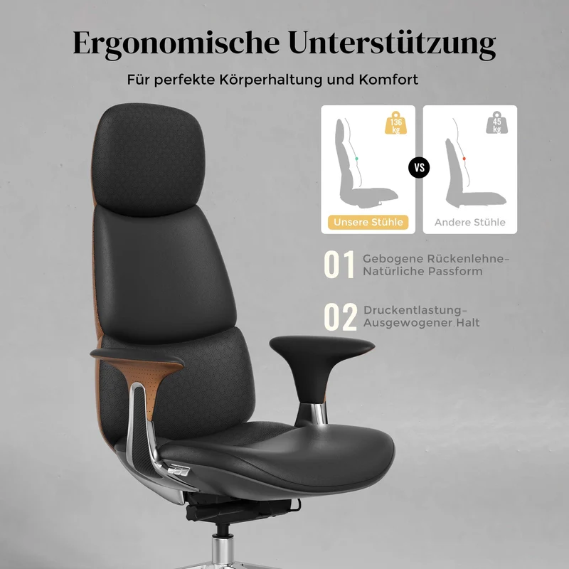 Omidi Nolan – Ergonomischer Lederstuhl im klassischen Design