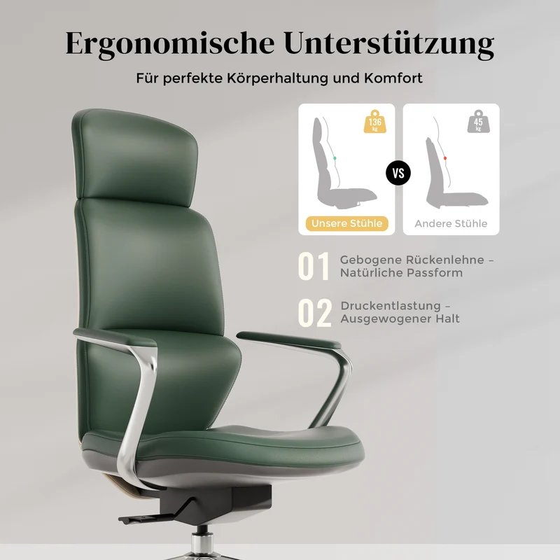 Omidi Nolan – Ergonomischer Lederstuhl im klassischen Design