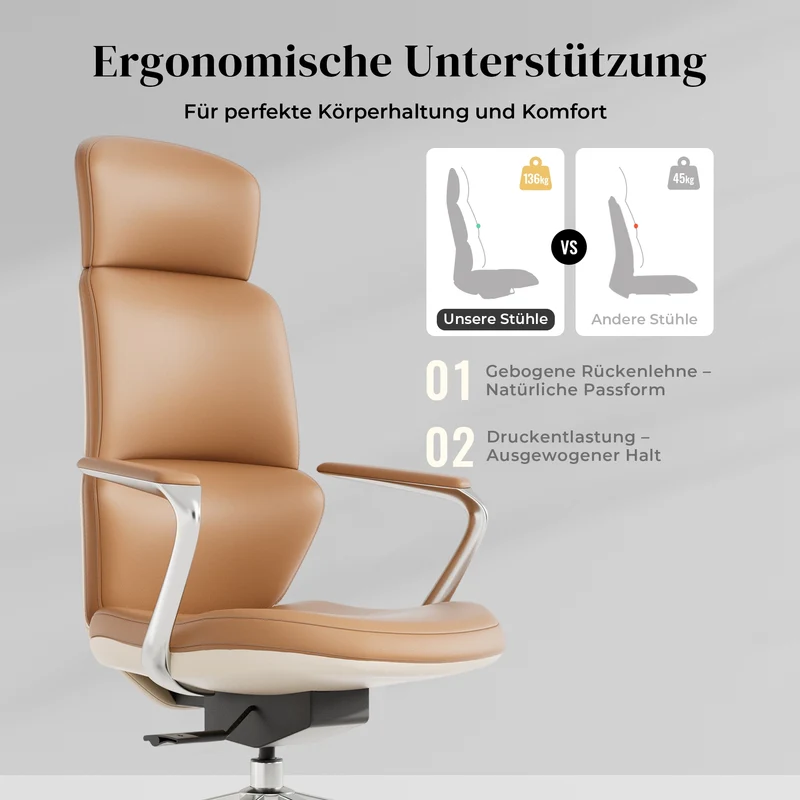 Omidi Nolan – Ergonomischer Lederstuhl im klassischen Design