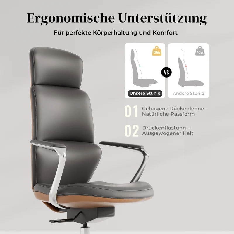 Omidi Nolan – Ergonomischer Lederstuhl im klassischen Design