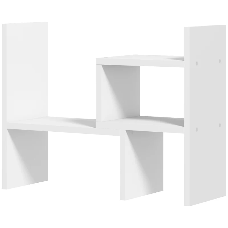 Prateleira de Secretária Modular Organizador de Secretária Multifuncional 2 Peças Mdf Branco