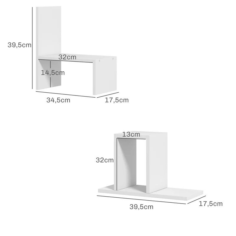 Prateleira de Secretária Modular Organizador de Secretária Multifuncional 2 Peças Mdf Branco