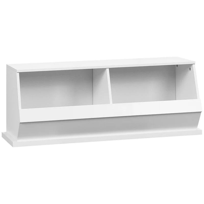 Móvel 2 Compartimentos Caixas de Arrumação em MDF 90x36x35 cm Branco