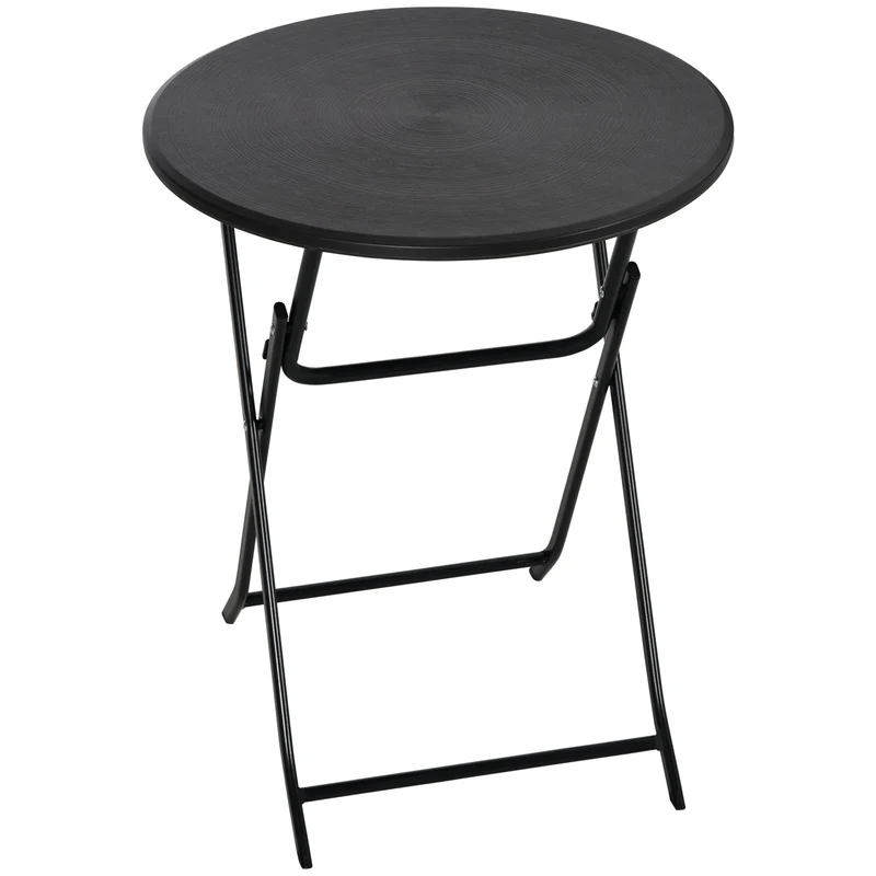 Mesa Baixa Exterior para 2 Pessoas Mesa de Jardim Redonda com Estrutura em Aço Ø60x73 cm Cinza Escuro