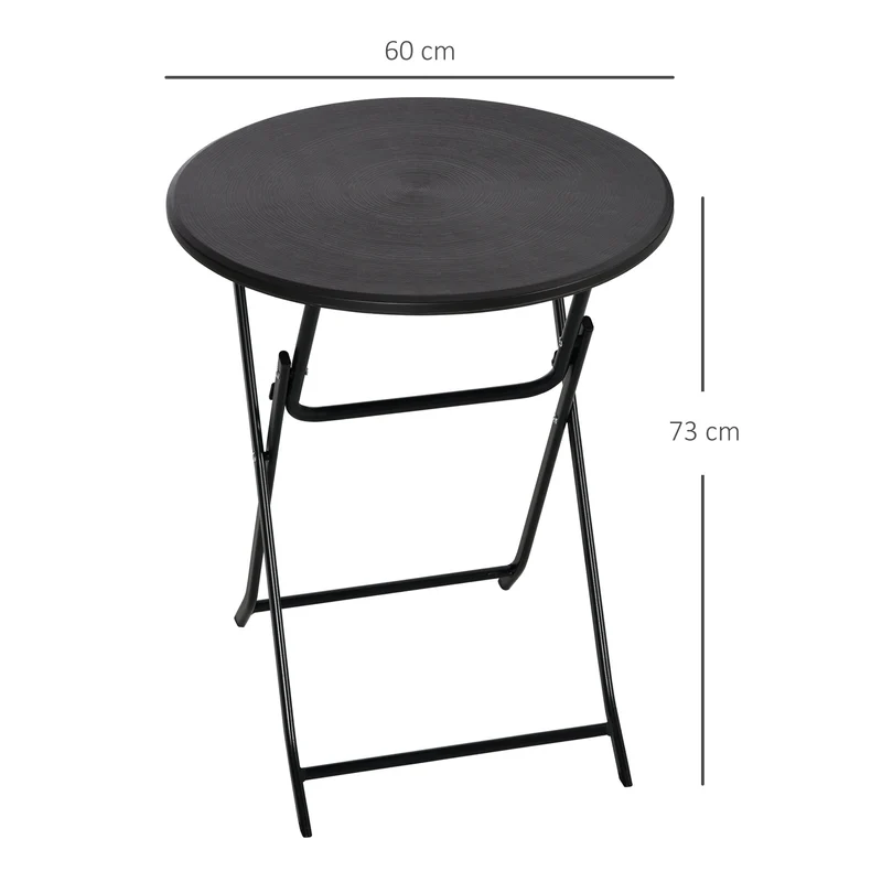 Mesa Baixa Exterior para 2 Pessoas Mesa de Jardim Redonda com Estrutura em Aço Ø60x73 cm Cinza Escuro