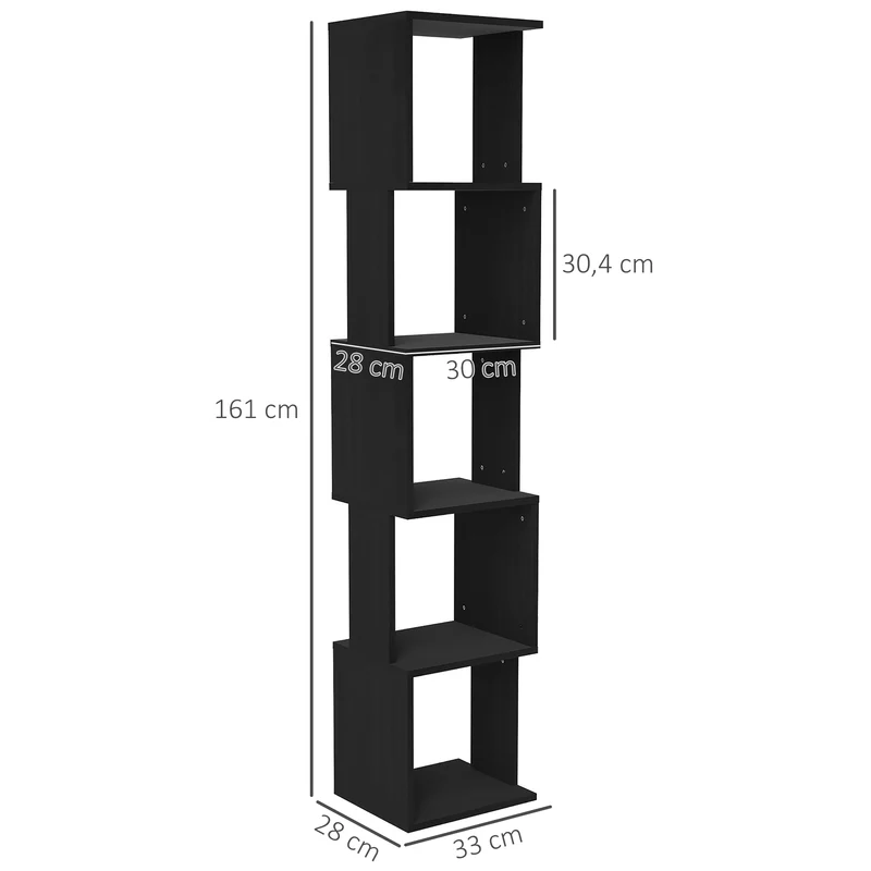 Estante design moderno 5 níveis – Arrumação prática para casa ou escritório, preto