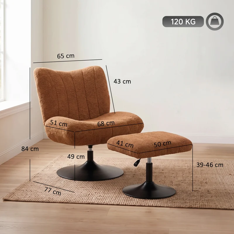 Poltrona de Sala com Apoio para os Pés Regulável Poltrona de Apoio Capitoneada em Veludo Efeito Gotas D'Água Castanho