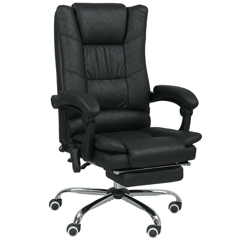 Cadeira de massagem Cadeira de escritório com função de massagem, incl. apoio para os pés, ajustável em altura, 64 cm x 70 cm x 118 cm, Preto