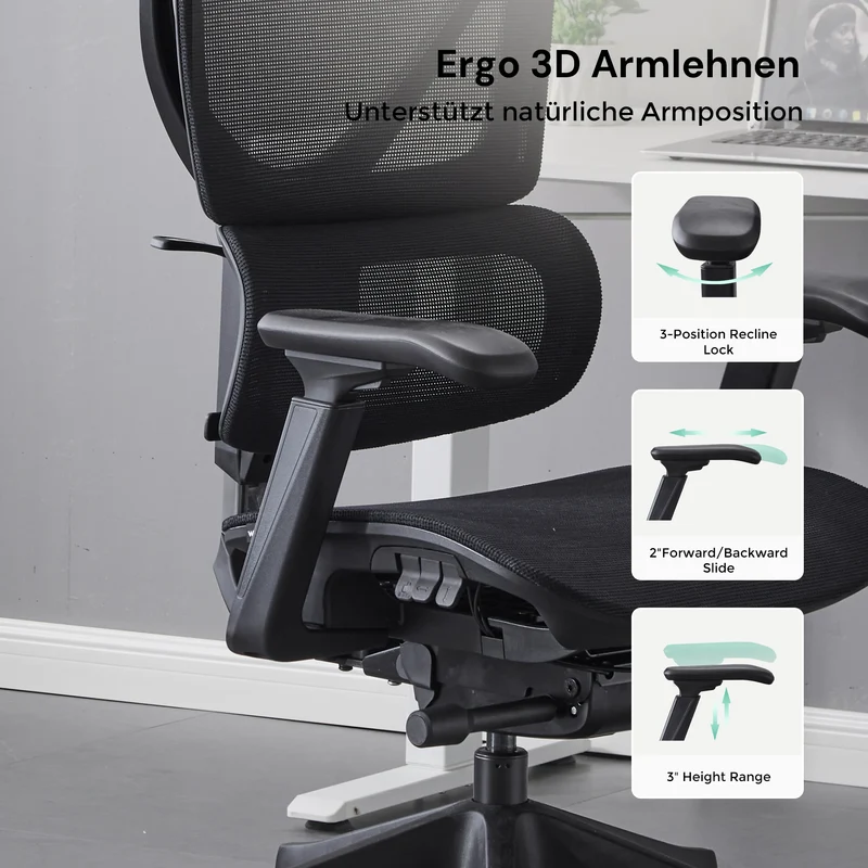 S7 Ergonomischer Bürostuhl mit Drei-Tasten-Verstellung