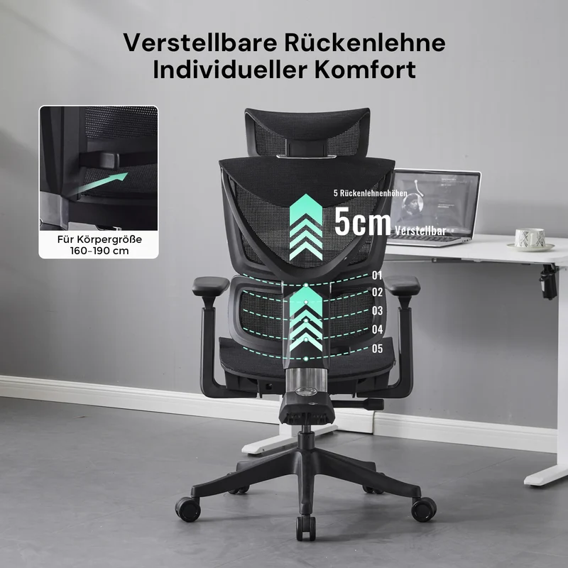 S7 Ergonomischer Bürostuhl mit Drei-Tasten-Verstellung