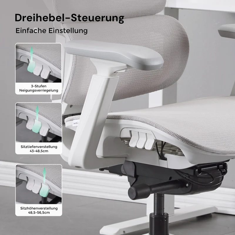 S7 Ergonomischer Bürostuhl mit Drei-Tasten-Verstellung