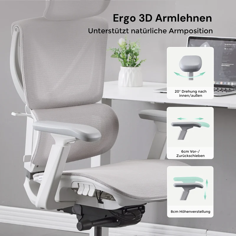 S7 Ergonomischer Bürostuhl mit Drei-Tasten-Verstellung