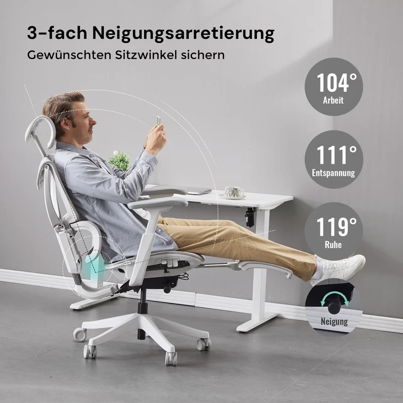 S7 Ergonomischer Bürostuhl mit Drei-Tasten-Verstellung