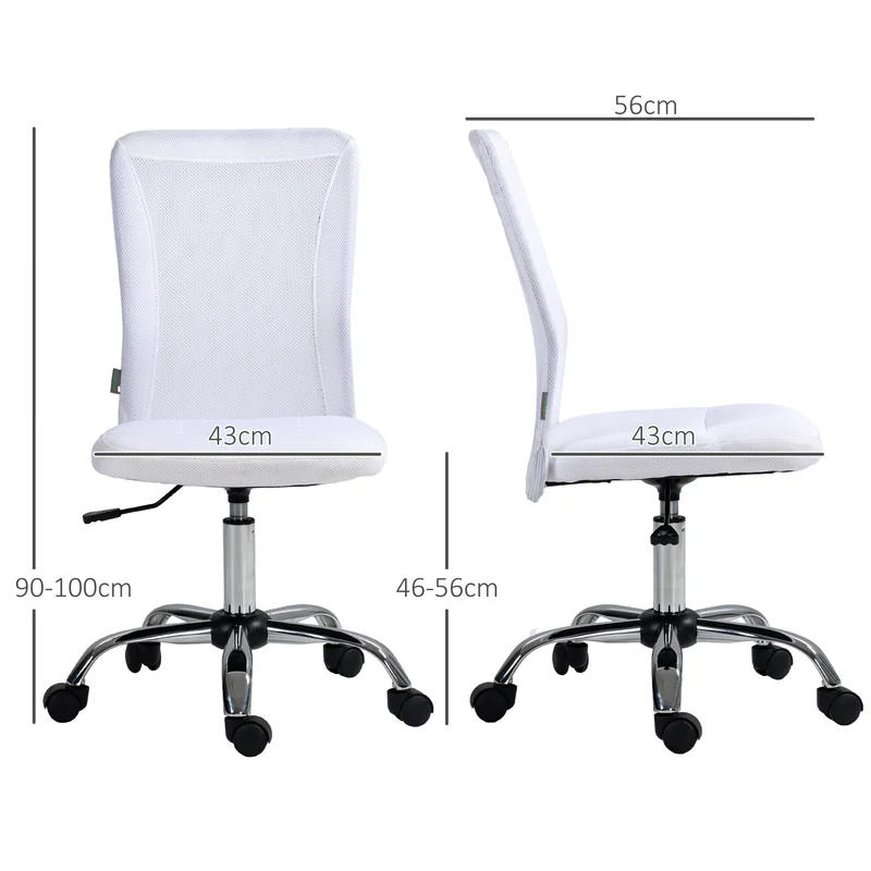 Cadeira de Escritório Ergonômica Altura Ajustável Base Cromada Giratória 360° Revestimento de Malha Branca