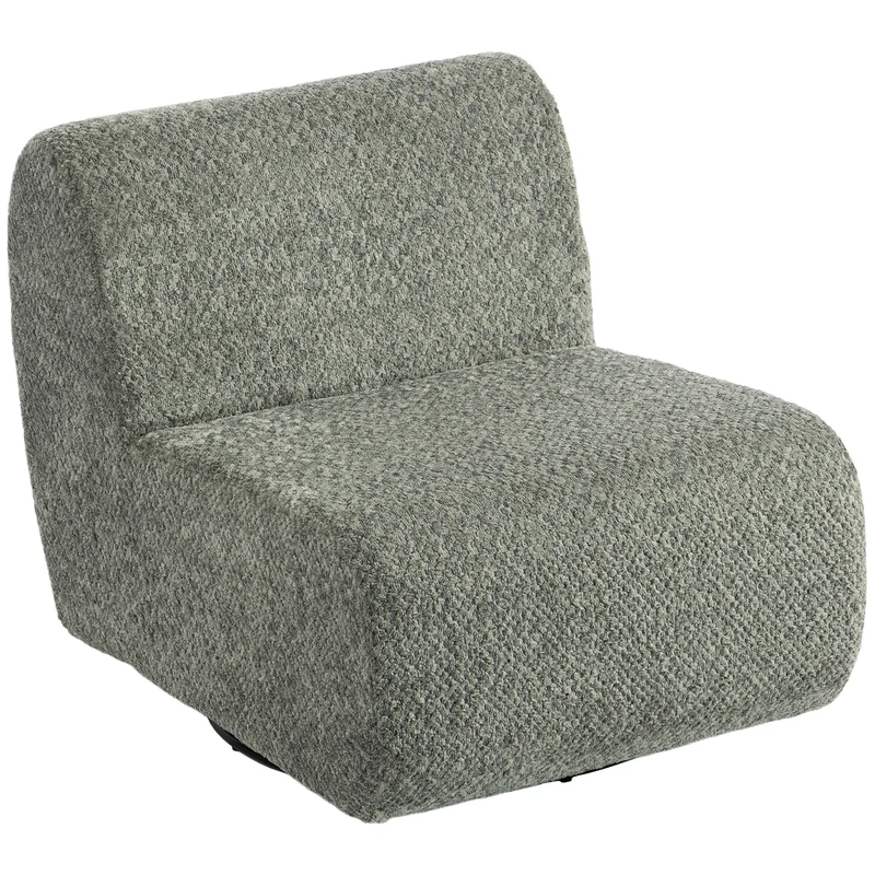 Poltrona Giratória Lounge com Visual Chenille Assento Largo para Sala de Estar Quarto Cinza