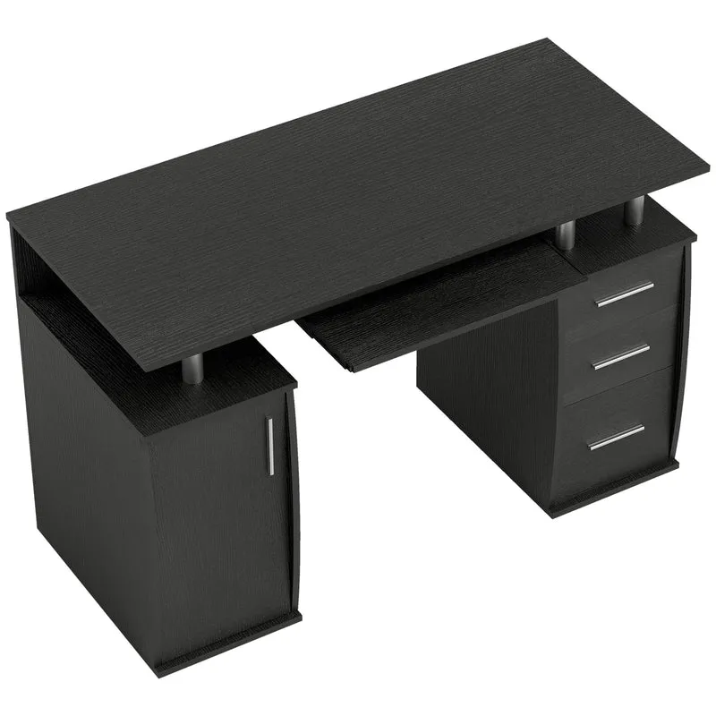 Secretária para Computador Secretária 120x55 cm com Suporte para Teclado Deslizante 3 Gavetas para Quarto Casa Preto