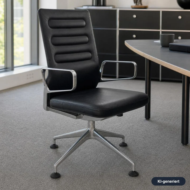 Vitra AC 4 Meet Leder schwarz