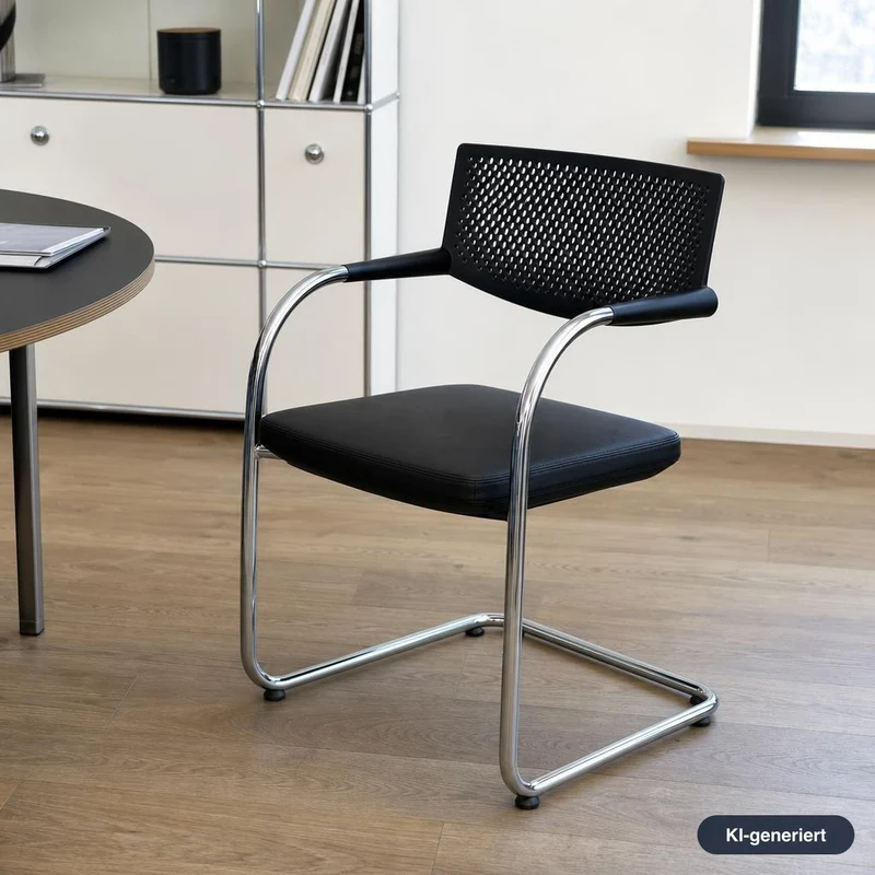 Vitra Visavis 2 schwarz Leder