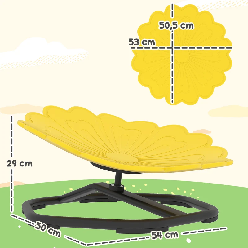 Cadeira Giratória Sensorial para Criança Assento Giratório para Treino de Equilíbrio e Coordenação Amarelo
