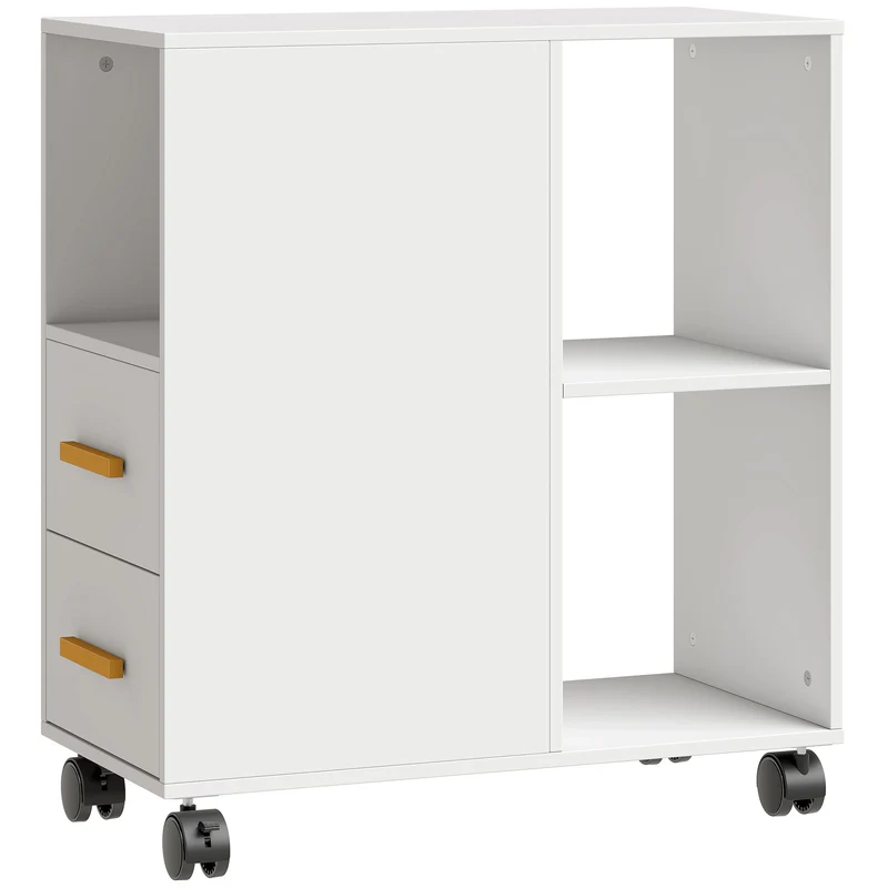Suporte para Impressora Mesa com Prateleira Ajustável Jantes para Fax e Digitalizador 60x30x65 cm Branco