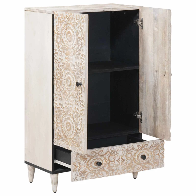 Buffet Alto Branco 60 x 33,5 x 100 cm Madeira de manga maciça