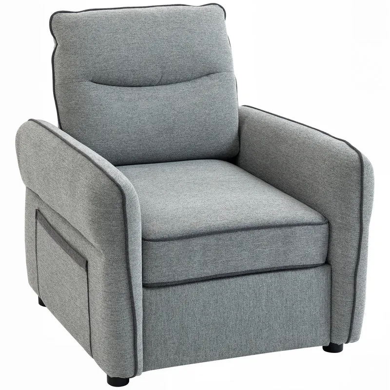 Poltrona 1 lugar, poltrona de sala em veludo egípcio, bolso lateral, 80 x 81 x 90 cm, cinza