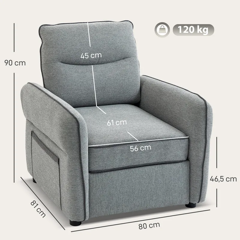 Poltrona 1 lugar, poltrona de sala em veludo egípcio, bolso lateral, 80 x 81 x 90 cm, cinza