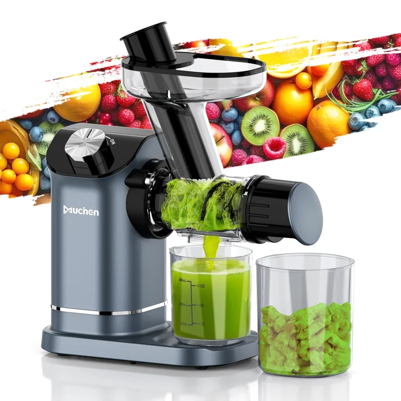 Muchen Slow Juicer Entsafter Gemüse und Obst Testsieger 150W Leiser Motor, Rückwärtszerkleinerung, E